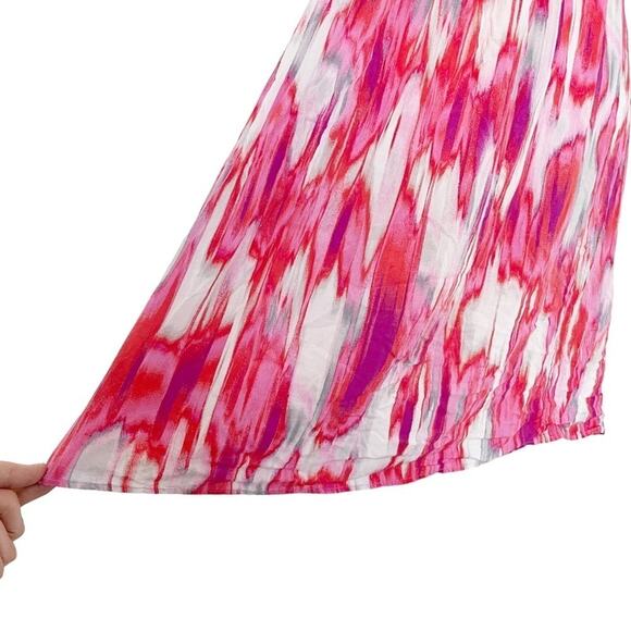 ATHLETA Georgia Halter Racerback Deep V-Neck Pink Watercolor Sundress Size XS - Picture 3 of 10